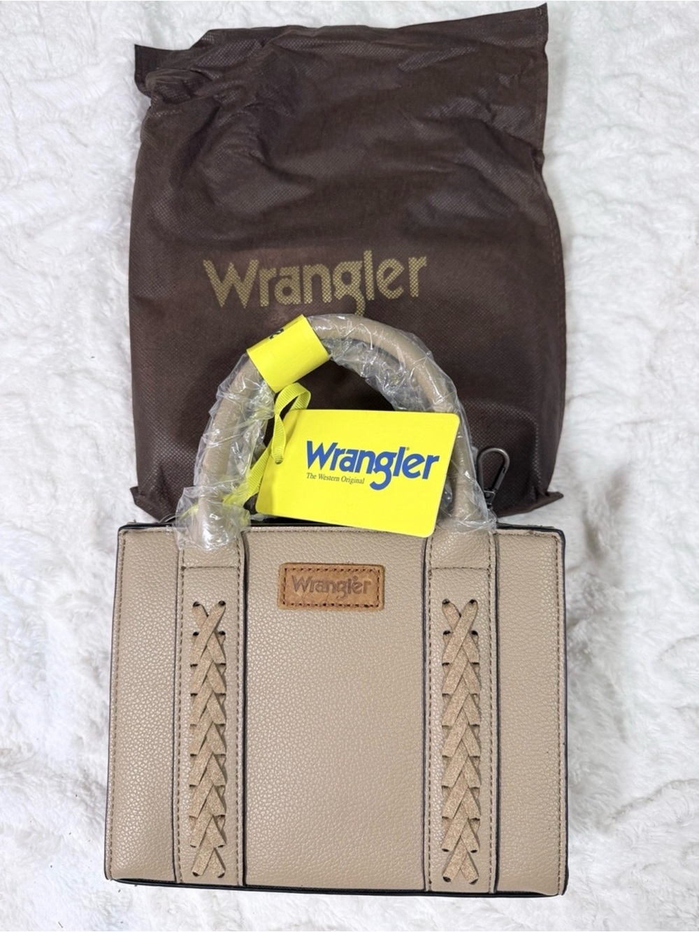 Wrangler Taupe Women’s Top-Handle Satchel with Braided Trim